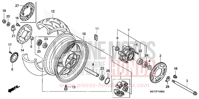 HINTERRAD von CBF600N ABS QUASAR SILVER METALLIC (NHA48) von 2006